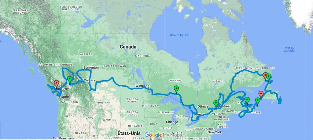 Itinéraire au Canada